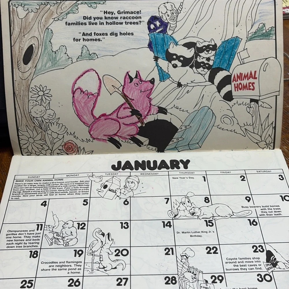 vintage 1981 Ronald McDonald Coloring Calendar and Happy Meal toys Ty